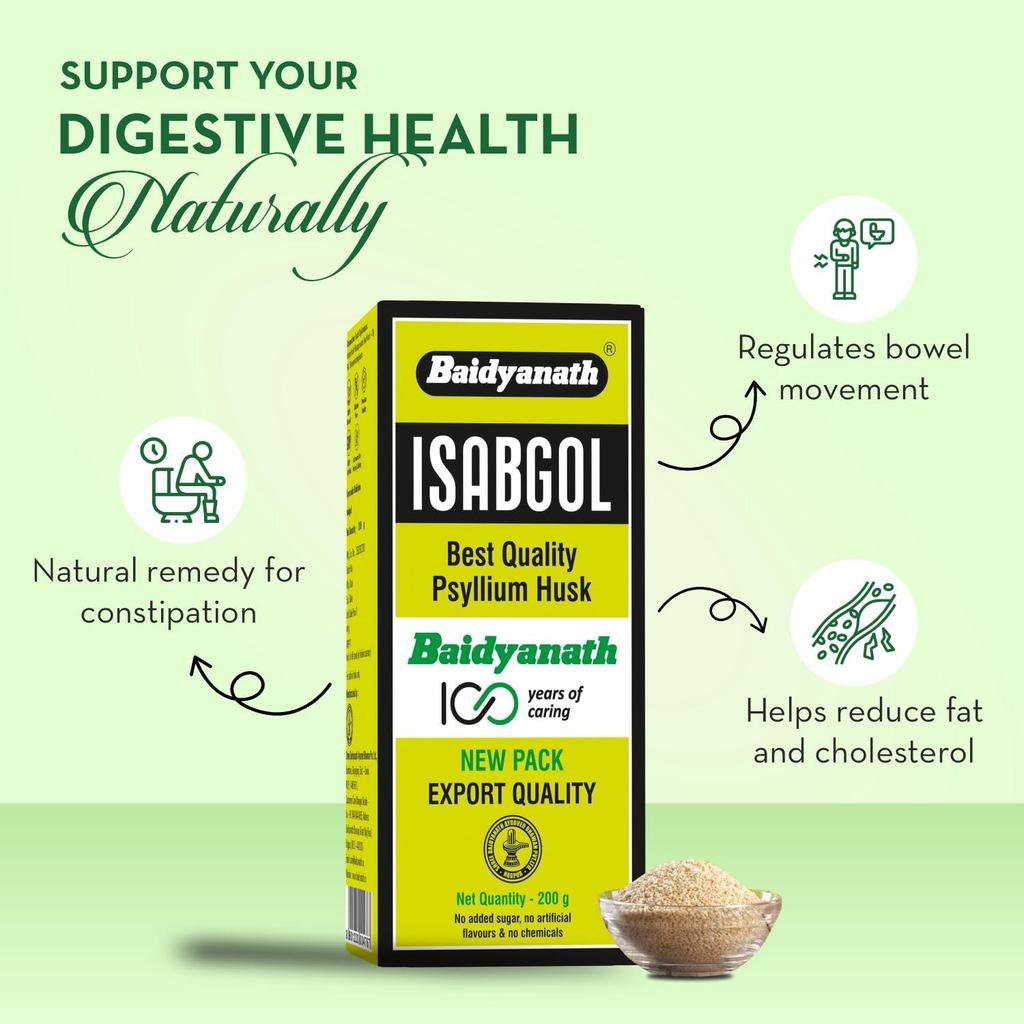 Baidyanath Isabgol Psyllium Husk Powder 200G Pack Of 3 | Natural Fibre Supplement For Healthy Digestion