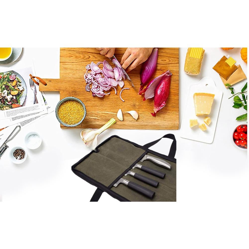 Portable Chef's Bag, Fashionable, Durable, Oil and Wax Canvas Bag, Practical, Kitchen Knife Storage Bag, Chef's Handheld Tool Kit