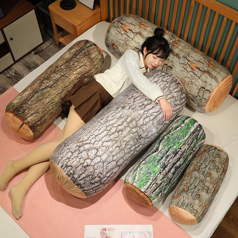 Creative Cylindrical Wood Log Cushion