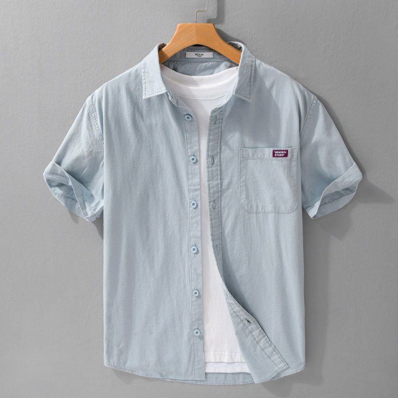 Summer Japan fashion Retro Short sleeve Shirts Men's Clothing 100% Cotton Washed Loose Casual Half Sleeve Shirt Artistic New