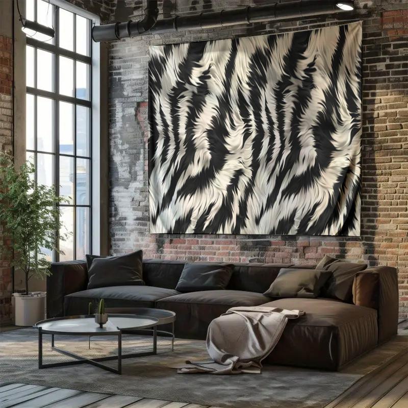 Zebra Print Fashion Decorative Hanging Cloth  Modern Minimalist Black and White Patterned Wall Tapestry for Home Decoration