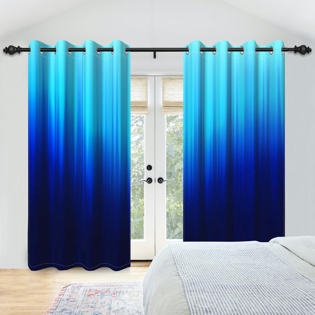 2Pcs/Set Colourful Gradient Window Curtain Bright Multicolor Blackout  Polyester Fabric Study Bedroom Living Room Decor Curtain