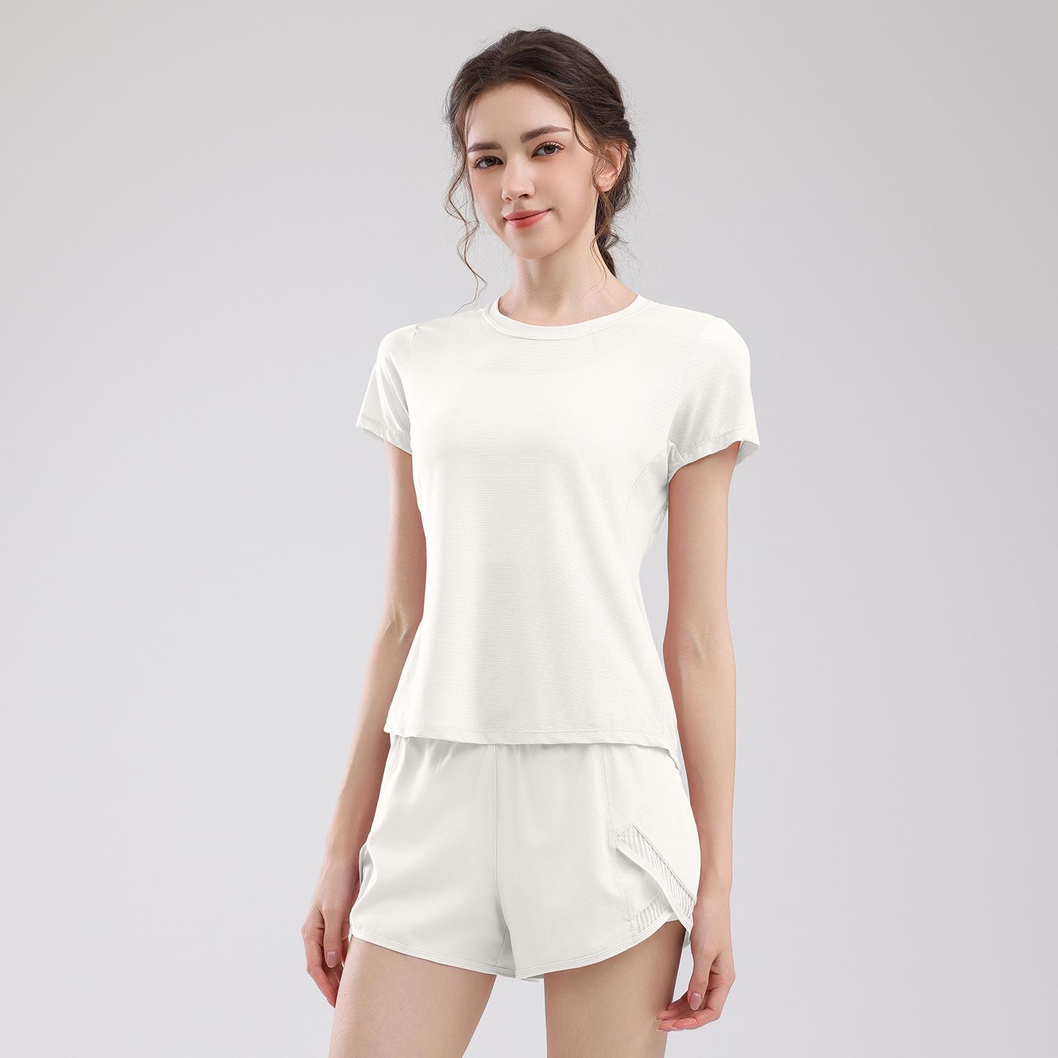 

Женский быстросохнущий спортивный комплект из двух частей - Дышащая летняя футболка с коротким рукавом S белый