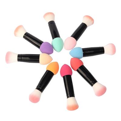 Double-Ended Blush & Foundation Brush with Non-Latex Sponge Puff