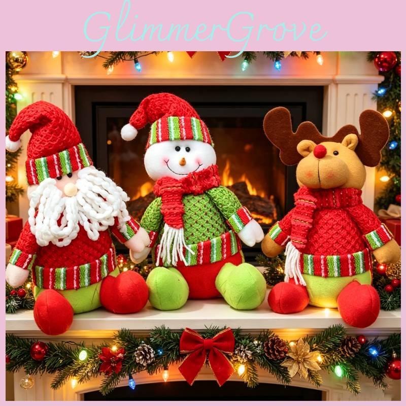 Christmas Plush Decorations With Snowman Santa Reindeer For Home Holiday Decor