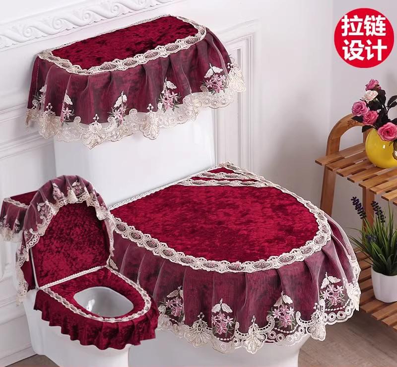 

3 шт./компл. чехол на сиденье унитаза, крышка резервуара для туалетной воды, пылезащитные чехлы, подушка на сиденье унитаза, съемный тканевый чехол для унитаза