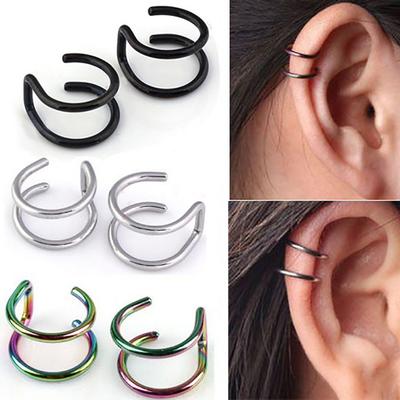 1 Pair Fashion Women Clip-on Earrings Cartilage Ear Cuff Clip Wrap Non Pierced Colorful