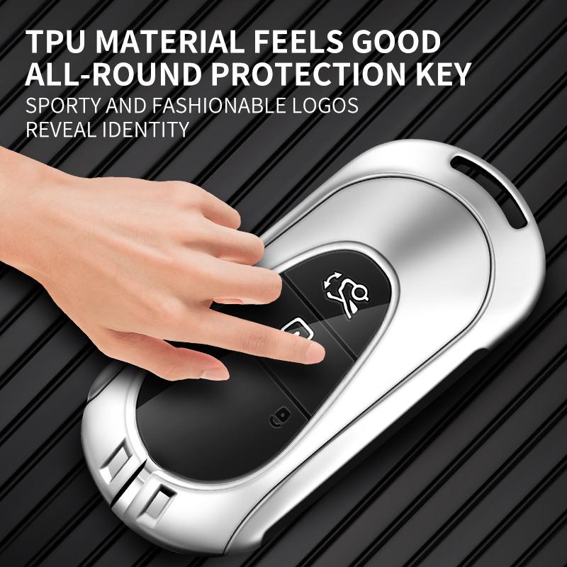 Zinc Alloy Leather Car Key Case Cover Holder Protector Shell For Mercedes Benz C S Class W206 W223 S350 C260 C300 S400 S450 S500