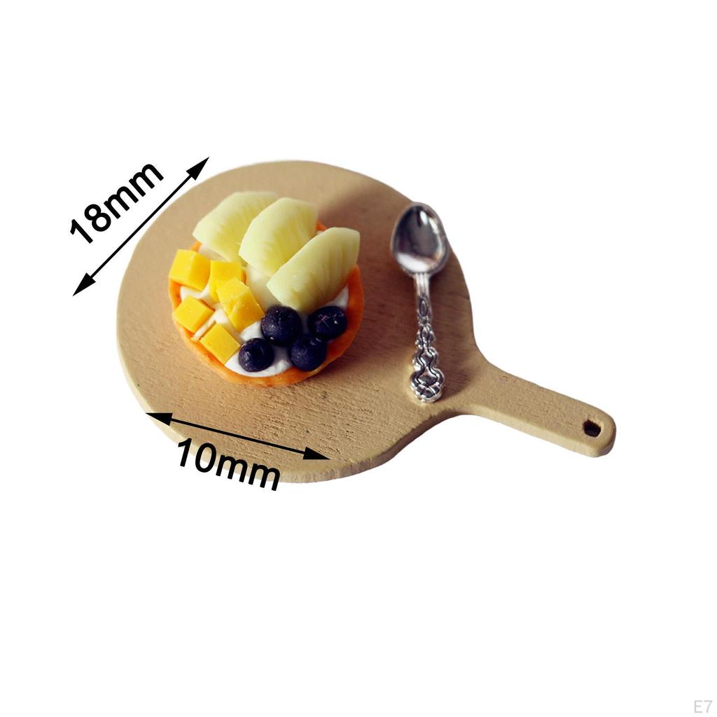 1:12 Dollhouse Food Set with Tray Fruit Pie Spoon Assorted for Toddlers Children