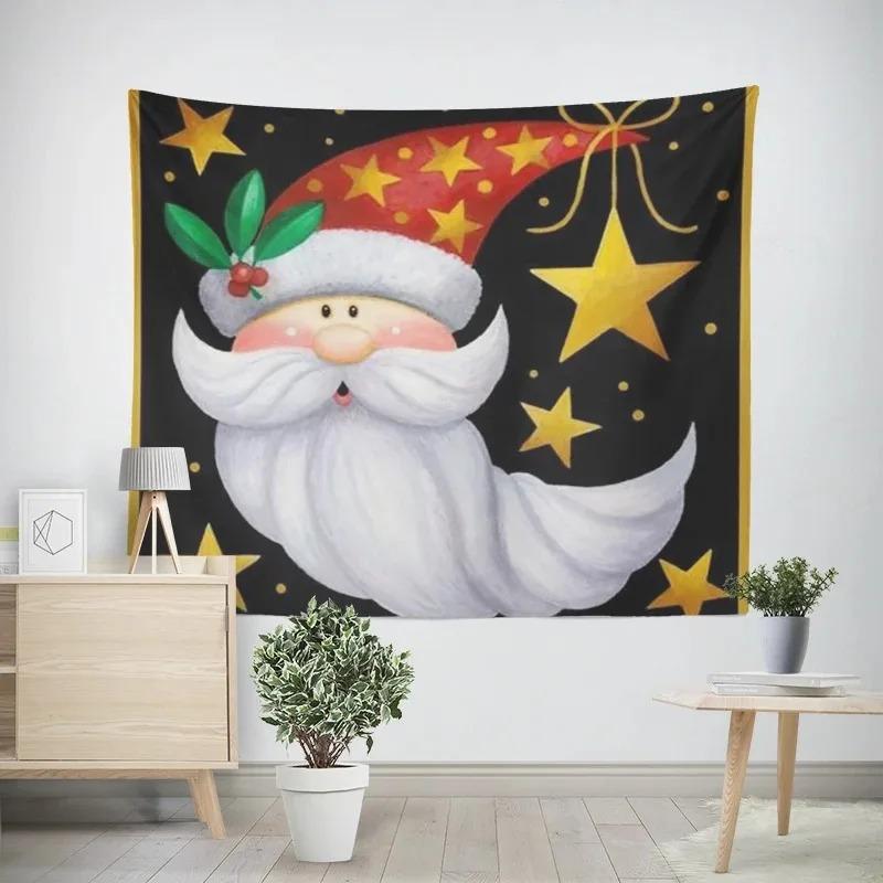 Cartoon Weihnachtsmann Muster Wandteppich Zuhause Schlafzimmer Wohnzimmer Wanddekoration Weihnachts-Themen Wandteppich