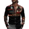 Camisa de Manga Larga con Solapa y Botones Tallas Grandes para Hombre Estampado 3D Blusa