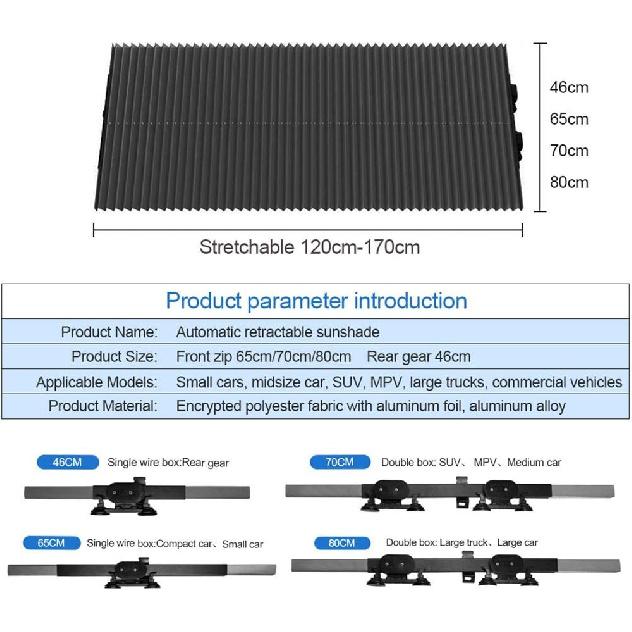 Car Retractable Windshield Visor Shutter Blinds,Car Sun Shades Cover, Front Window SUV Protector for Universal Motor Vehicles