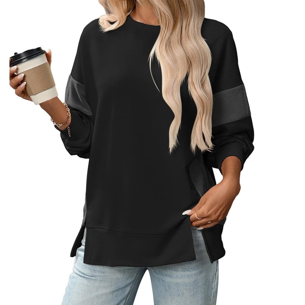 Women's Casual Splicing Long Sleeve Round Neck Sweatshirt