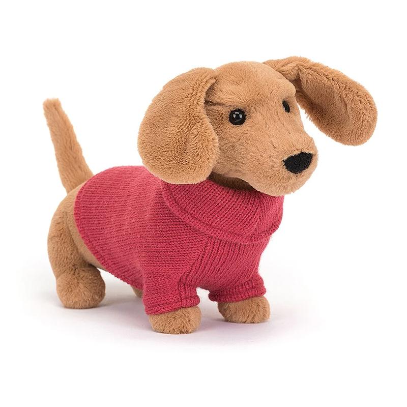JELLYCAT Shy Series Animal Sweater Sausage Dog Pink Cute Doll Plush Doll 14cm High