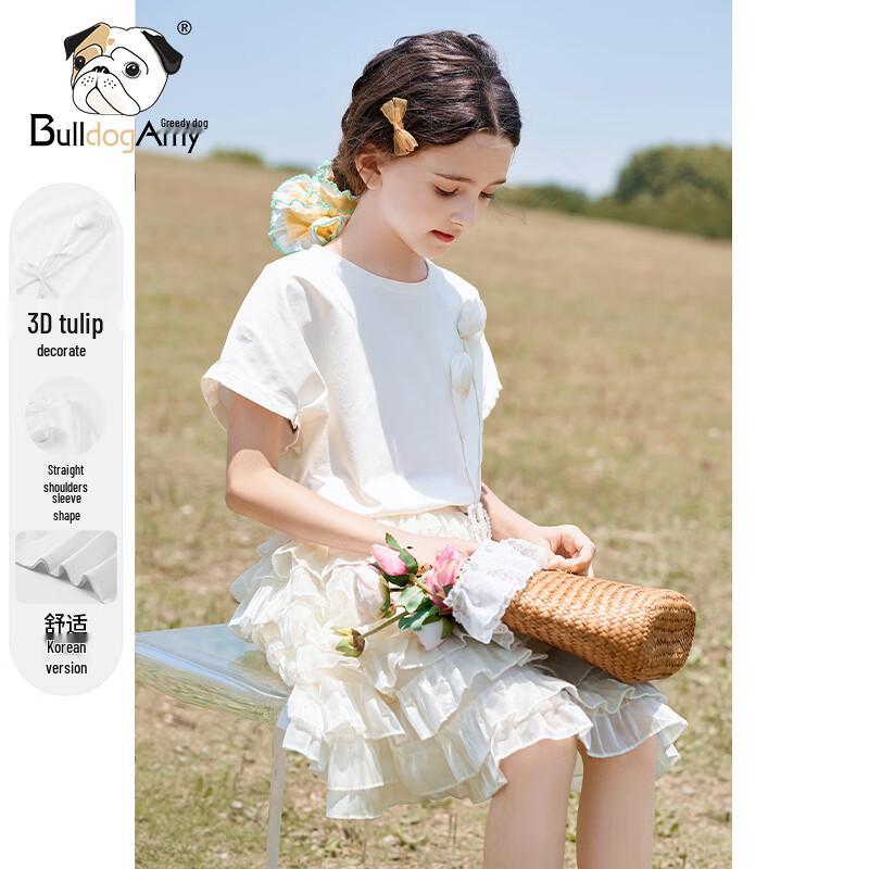 CHANZUIGOU Girls Tulip Pearl Short Sleeve T-Shirt 150