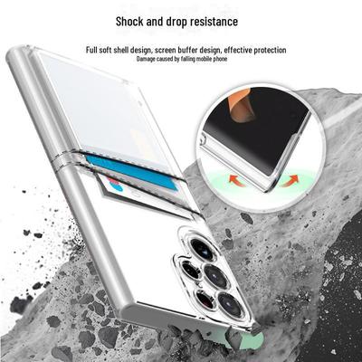 Samsung S24 Ultra Dual Card Anti-Fall Case, Transparent with Four-Corner Airbags for Full Protection.