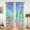 Ocean Jellyfish Seahorse Coral Watercolor Window Curtains for Living Room Bedroom Curtain Modern Kitchen Blinds Drapes Curtains