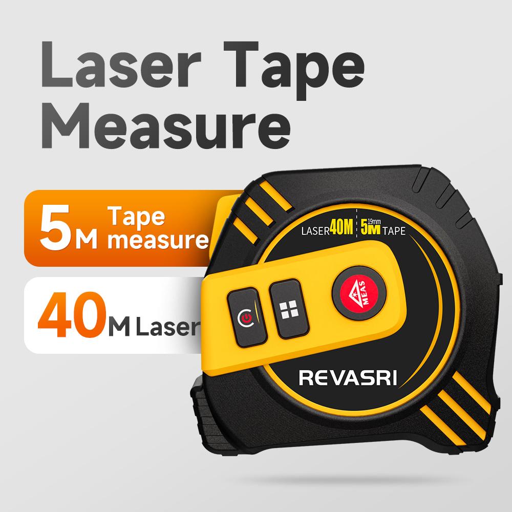 

REVASRI Laser Tape Measure 2 In 1 Laser Distance Meter High-precision Intelligent Ruler Steel Measuring Tool with LCD Display Laser 40m 5m Tape