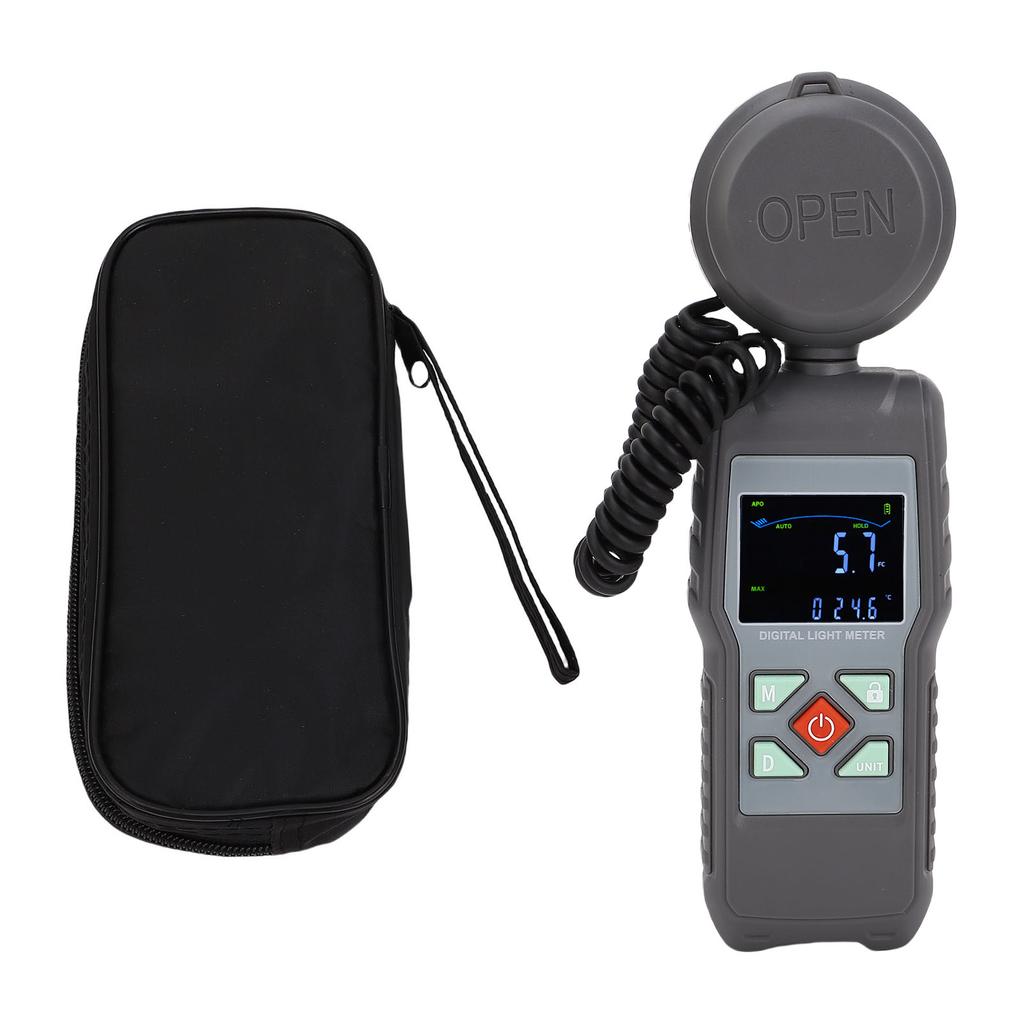 Digital Light Meter 200000LX LCD Screen 360 Degree Rotatable Sensor Temperature Measuring Digital