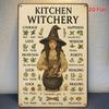 Vintage Easter Witch Metal Plaque 8x12, Rustic Kitchen Witchery Sign, Herbalism Symbols, 2D Flat Wall Decor