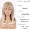MERISIHAIR Synthetic Short Wigs Shoulder-Length Straight Layered  Hairstyle Ombre  Brown Blonde Gray Ash  with Middle Part Bangs for Women
