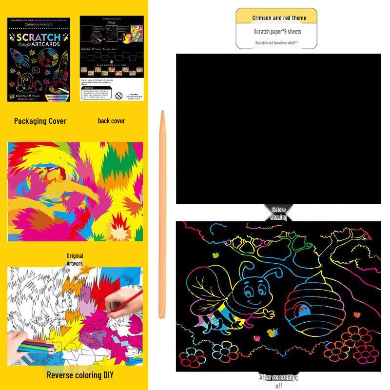 Colorful Laser Scratch Art Sticky Notes for Kids: Christmas Drawing and Coloring Book 8.9*3.6 cm