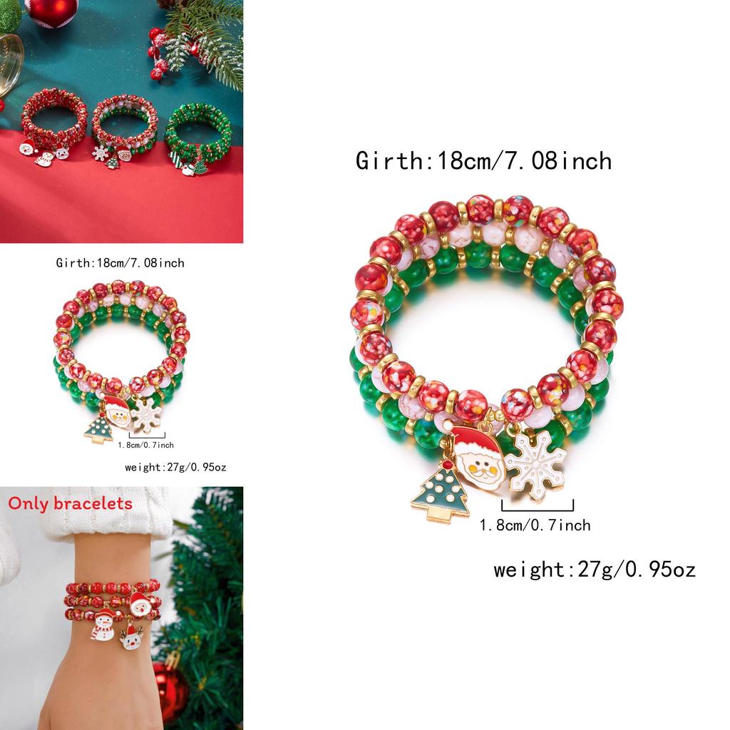 Weihnachts-Charm-Armband-Set mit Schneeflocke, Rentier, Weihnachtsmann zum Verschenken in der Weihnachtszeit