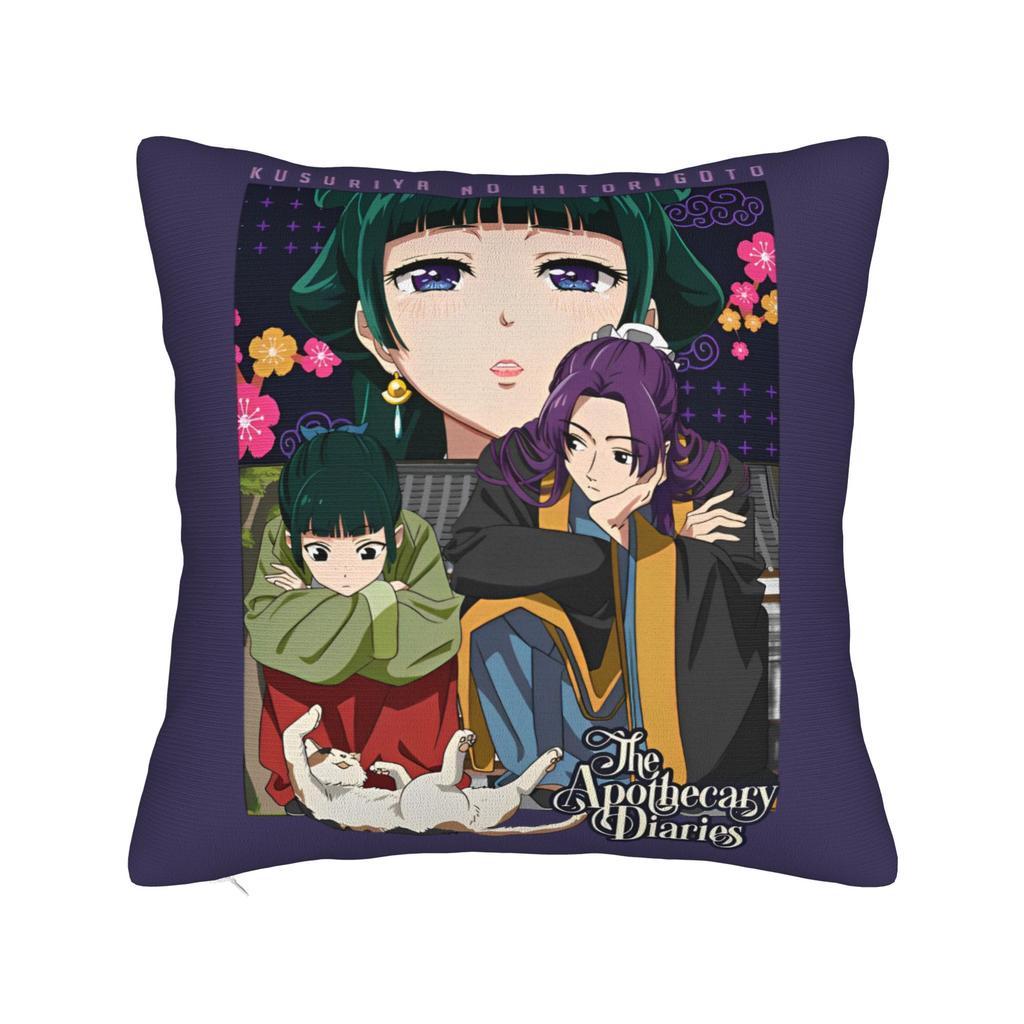 Maomao Anime Square Pillow Cases The Apothecary Diaries Cushion Cover Creative Polyester Decorative Pillowcase for Sofa 4040cm
