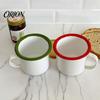 Enamel Coffee Mug for Camping Mug, Simple Style, with Multi-color Contrasting Rim, 360ml Compact Drinkware Gear Capacity Drinking Tea And Hot