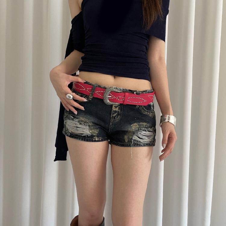Adjustable Metal Studded Waist Belt Premium PU Leather Gothic Punk Fashion Accessory for Women Girls