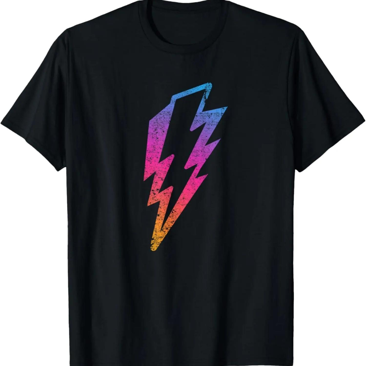Multicolor Lightnings Powerful Distressed Bolts Unisex T-Shirt XXXXXL чёрный
