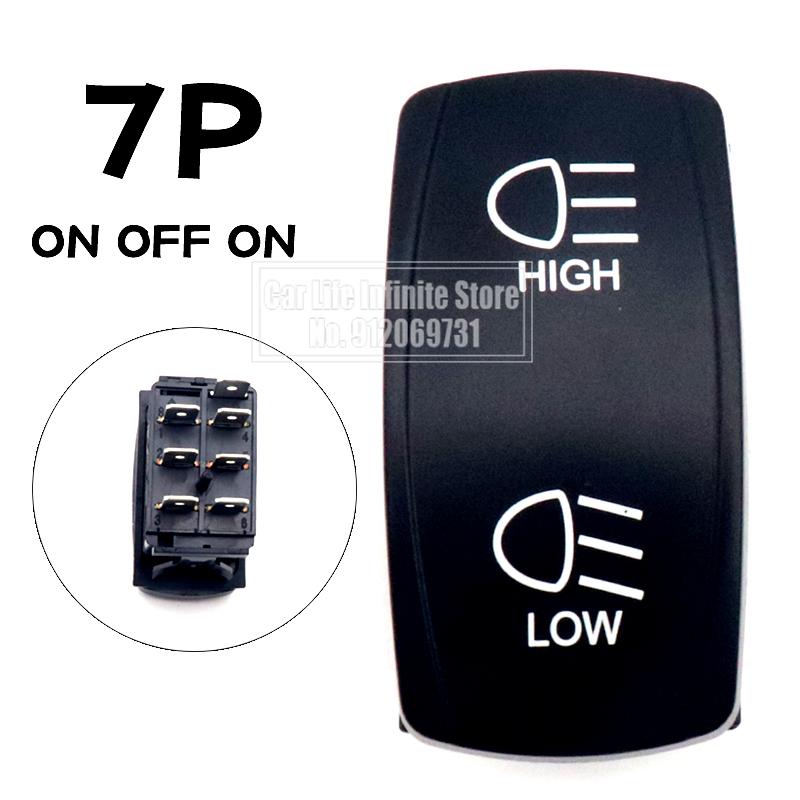 

12V 24V 20A Автомобільний човен Перекидний перемикач Водонепроникний синій світлодіодний ліхтар 5/7Pin ON-OFF SPST для морських квадроциклів Авто вантажівка Trailer RV