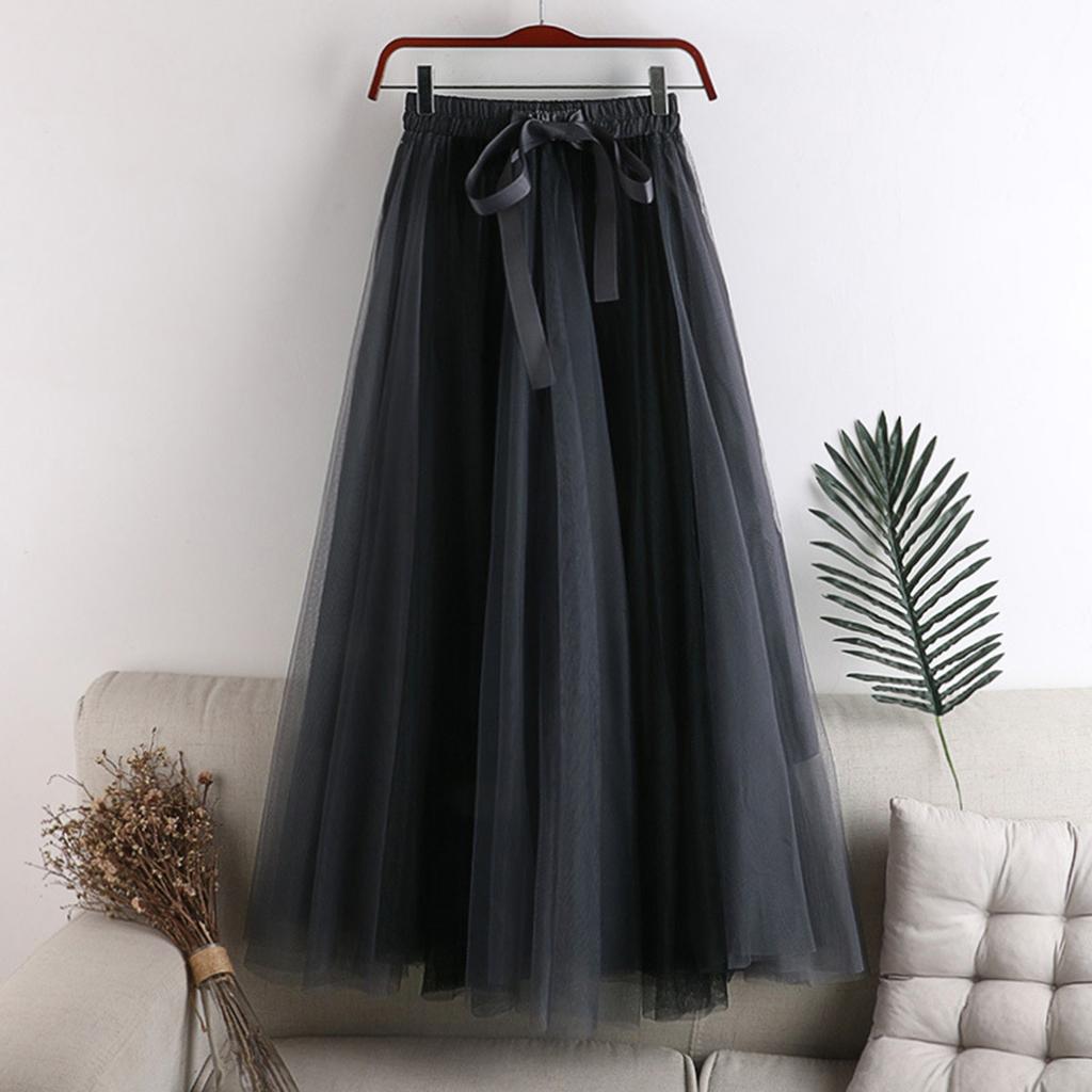 Women's Fashion Solid Color Half Skirt Party Ballet Puff Skirt Mesh Skirt
