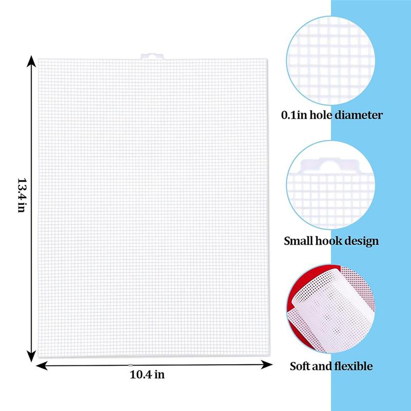 Plastic Canvas Sheet For Needlepoint& DIY Crafts- 13.4 Inch By 10.4 Inch With 2.5Mm Grid Design 4 Pack