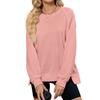Damen Herbst und Winter Neu Einfarbig Gerippt Rundhals Langarm Lockeres Sweatshirt Top