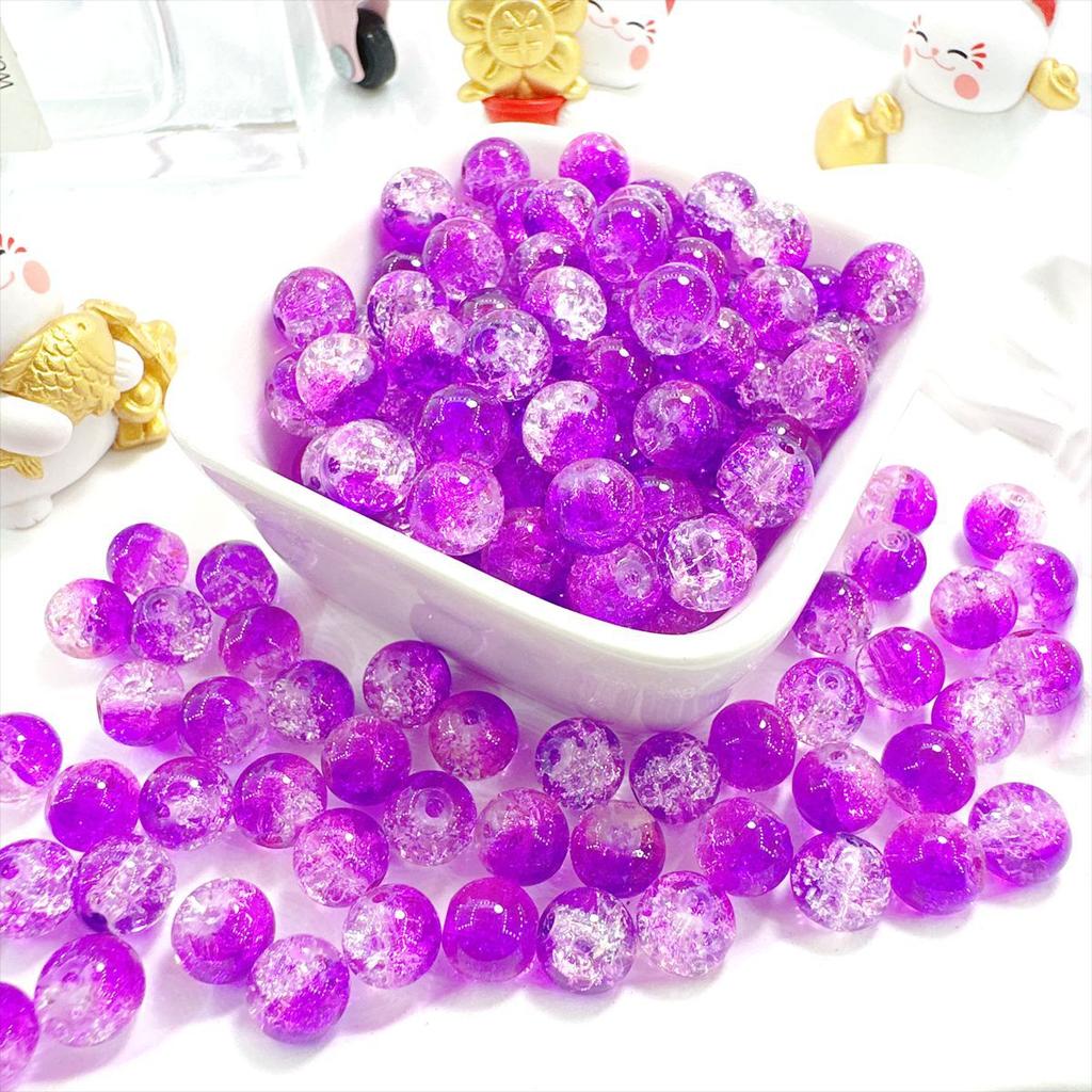 10mm Crackle Glass Round Beads, Loose Spacer Beads DIY Accessories for Bracelet Making 50pcs
