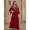 Middle East Women's Clothing Fashion Rhinestone V-neck Casual Loose Dubai Arab Robe New Arrival Plus Size Dress Dress