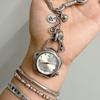 Vintage Floral Keychain With Small Clock Elegant Alloy Keyring For Women Men Unisex Gift Accessory