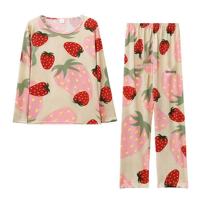 Spring & Autumn Women's Long-Sleeve Pajama Set - Cute Cartoon Design, Plus Size, Cozy Winter Loungewear