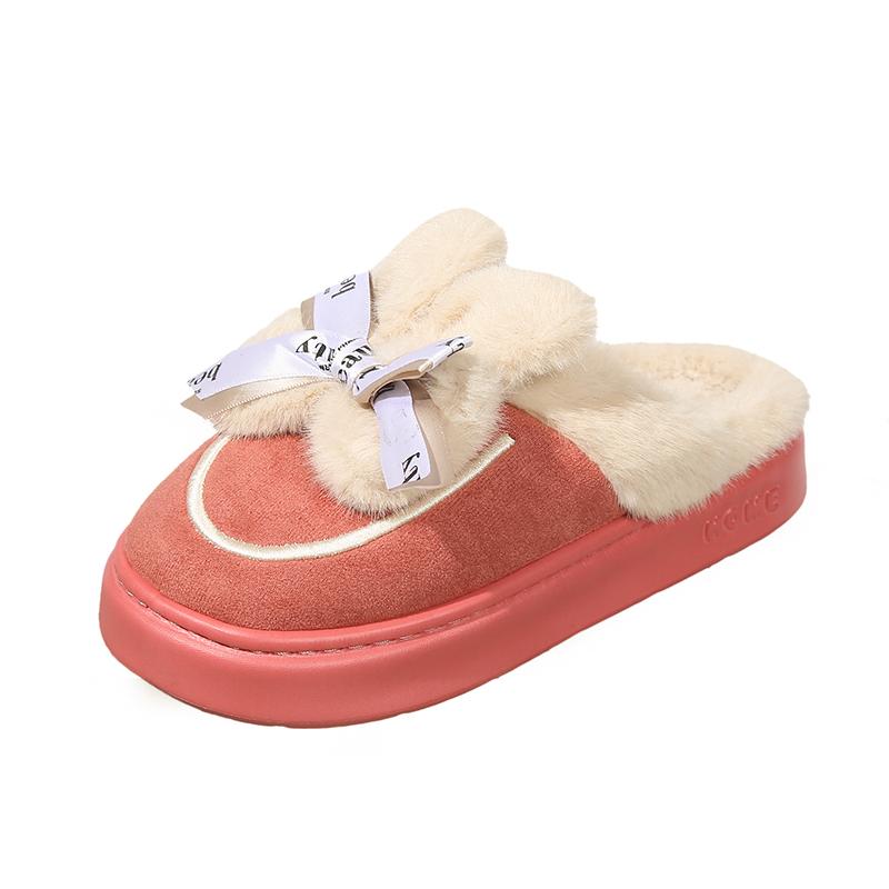 Fashion Women's Cotton Slippers Winter Sweet Thick-soled Wool Cotton Shoes Home Cute Plus Velvet Shoes Women's Warm Anti-ski Boots