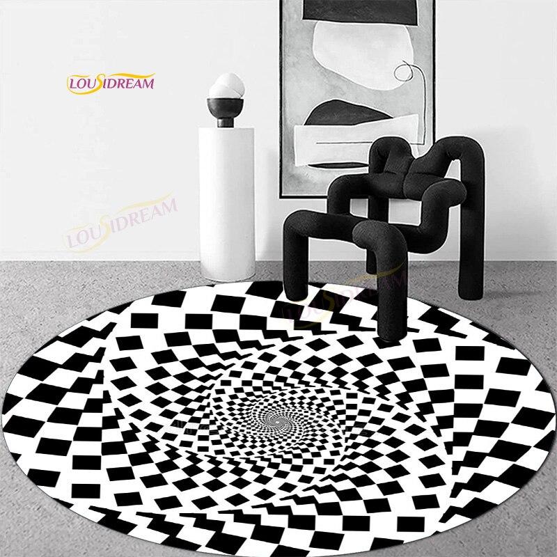

3D коврик с иллюзией Vortex, круглый ковер, клетчатый нескользящий коврик, современный модный ковер, коврик для пола, коврик для дома, гостиной, спальни 60cm