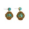Vintage Turquoise Hollowed Out Lantern Earrings With A Style High-end Feel.