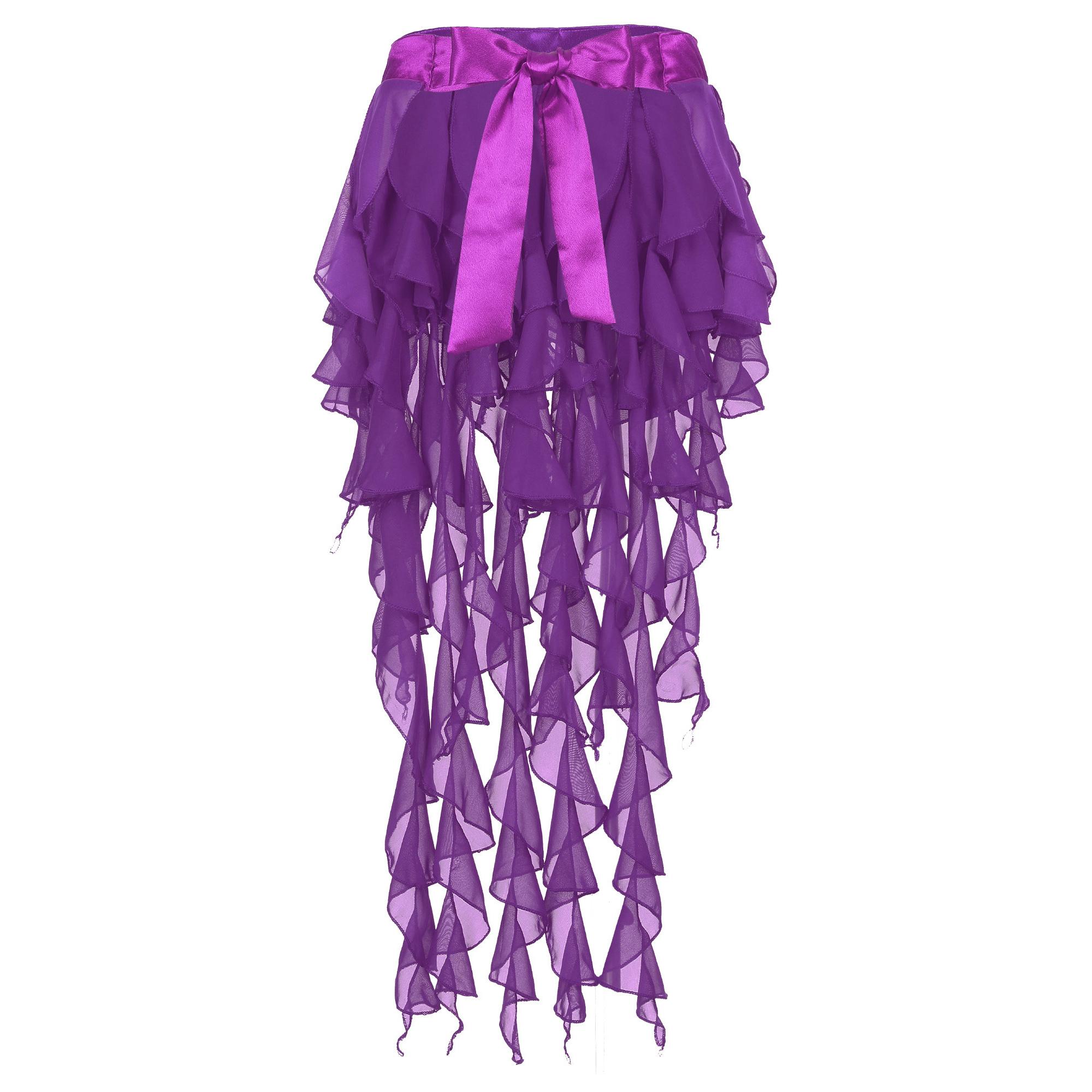 

Жіночий костюм для танцю живота, мереживний шарф з асиметричним подолом, шифонова спідниця для професійних танцювальних виступів