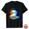 House Music Ghost Dj Optical Illusion EDM Halloween Rave DJ TShirt Humor Funny Rock Graphic Cotton Short Sleeve Blouses Y2k Top