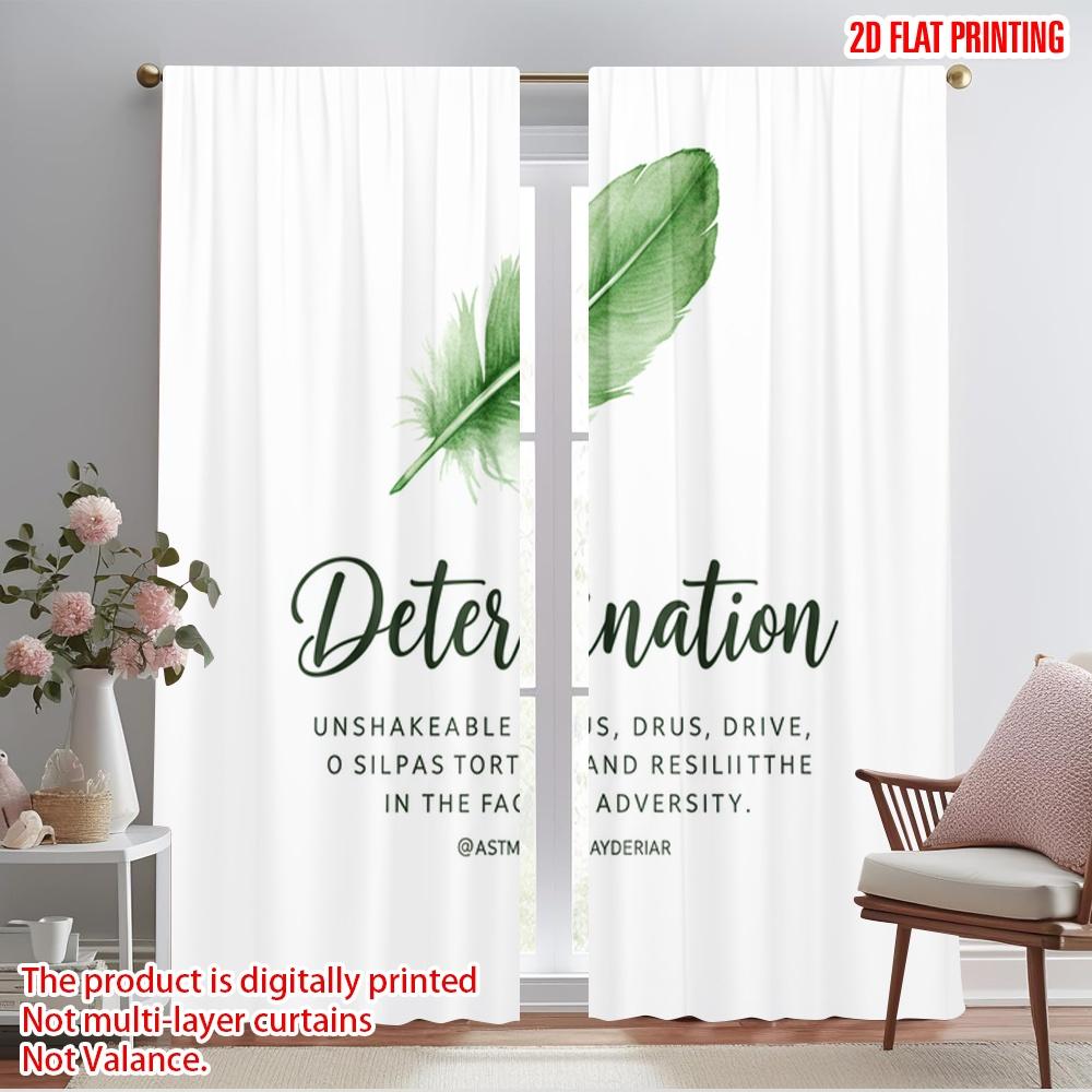 

2pcs 2D flat printing Scene Curtain Watercolor Feather Determination Resilience Polyester Without Electricity All Season Party & 52.50×116.00 CM 2pcs