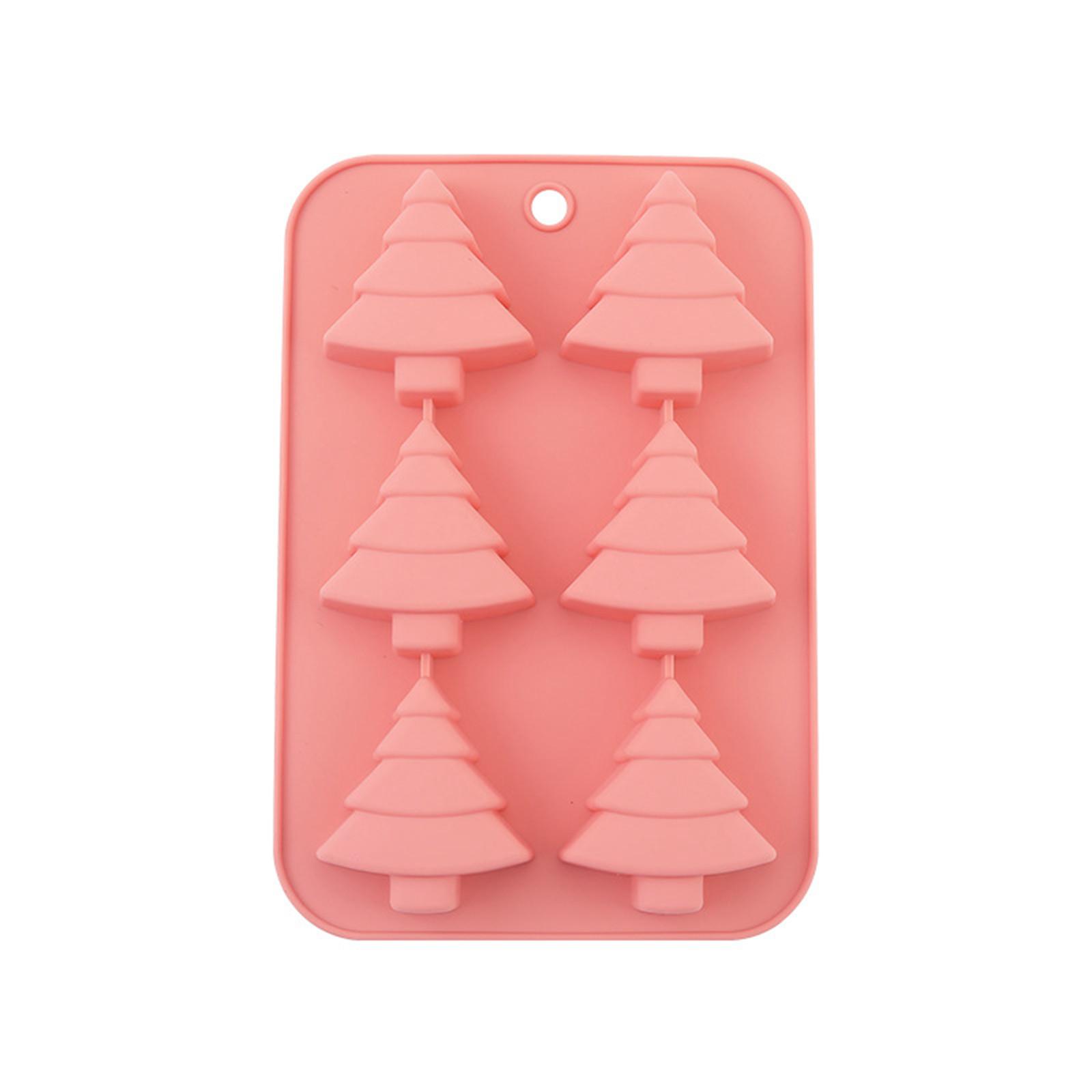 

Christmas Tree Silicone Mold 6 Cavity Flexible Non-Stick Baking Mold for Chocolate Candy Soap Craft Making Kitchen Tool One Size розовый
