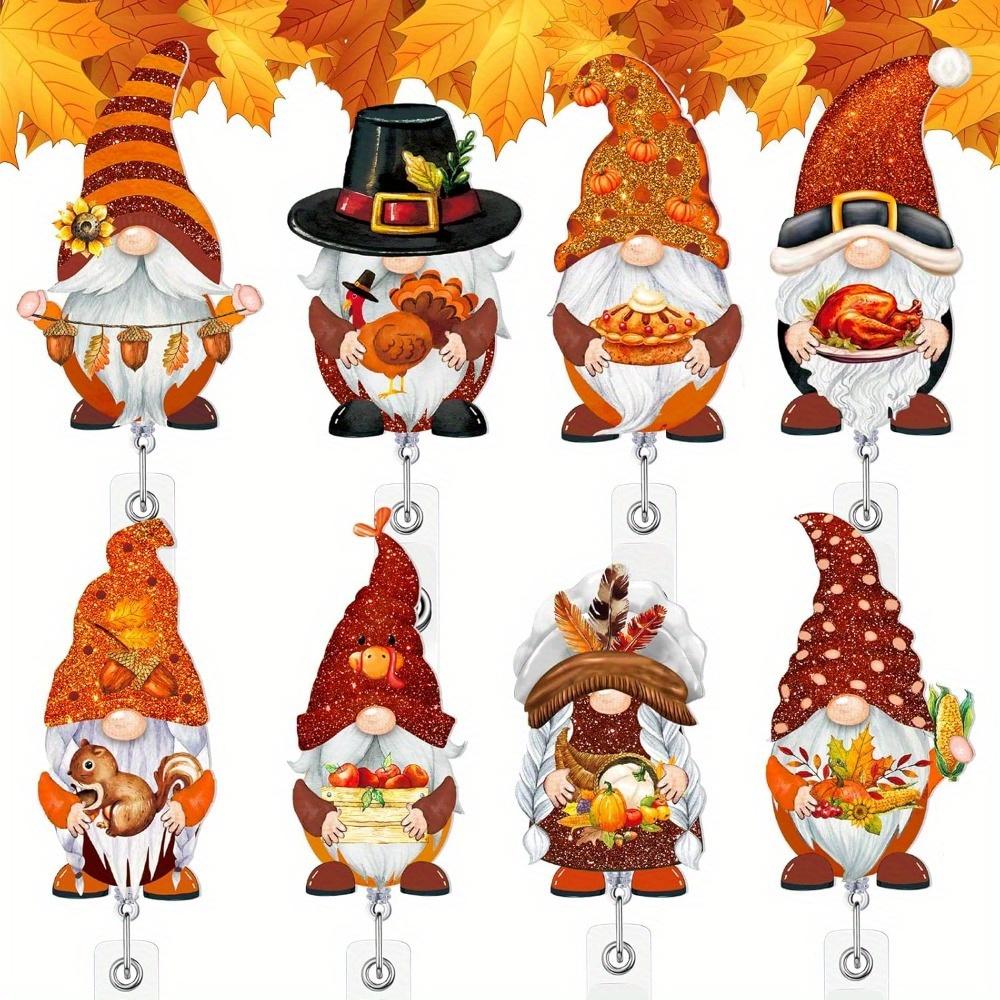 

8 Thanksgiving dwarf badge clips with pumpkin designs. Scalable and shining for nursing students. прозрачный