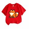 Cute Cartoon Fox Print Kids 100% Cotton Crew Neck Short Sleeve T-Shirt for Boys Girls Soft Breathable Casual Daily Wear Lightweight Summer Tees Tops f