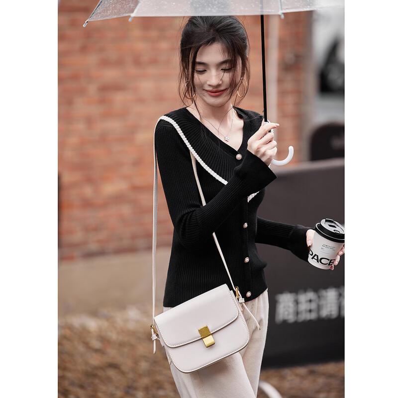 Demana Women s V-Neck Ruffle Knit Cardigan S