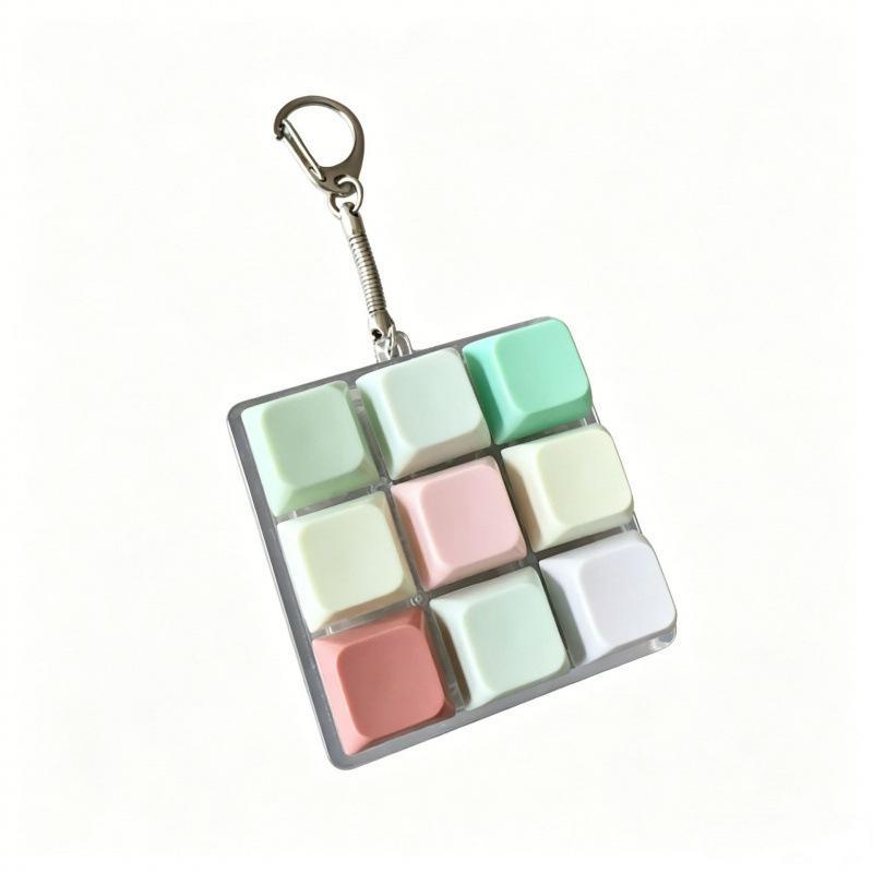Cute Pastel Keyboard Fidget Keychain Clickable Buttons Fun Stress Relief Toy Ideal Holiday Gift for Kids Adults Office Staff